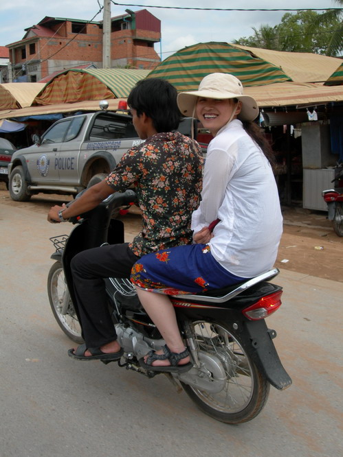 My friend Kerry riding around town. Siem Reap,Cambodia.