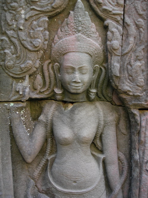 Typical temple carving. Angkor, Cambodia.