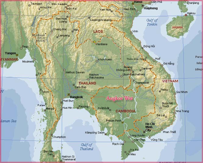 Angkor Wat lies in the north western part of Cambodia.