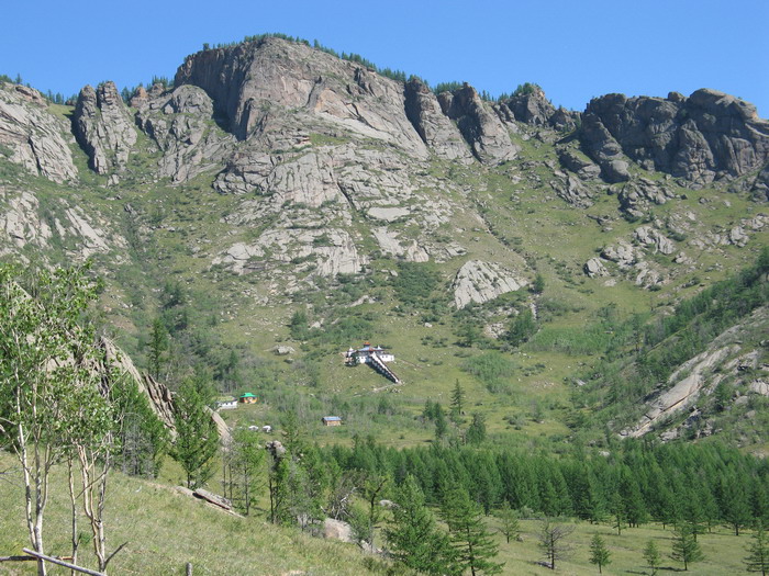 A distant monastery.