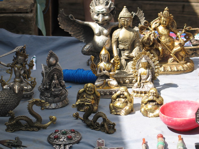 Old statues for sale at the market, Ulan Bator, Mongolia.