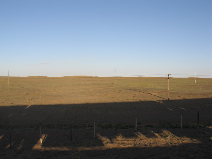 The view from the train back to Beijing, as we cross the Gobi desert into Inner Mongolia in China.