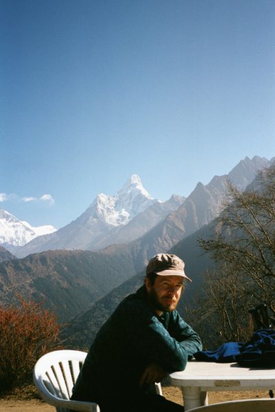Ray taking a break with Mt. Ama Dablam, 22,493 ft (6856m), in the background.