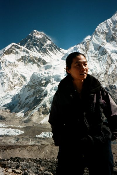 Liyang in front of Mt. Everest (upper left).