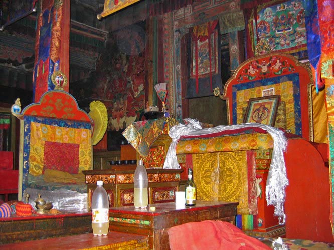 Inside the main temple at Gadong monastery. Gadong, Central Tibet.