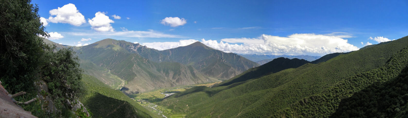 The view the Guru Rinpoche caves at Drak Yong Dzong. Central Tibet.