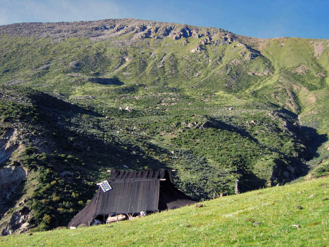 A nomad tent with solar electric power.
