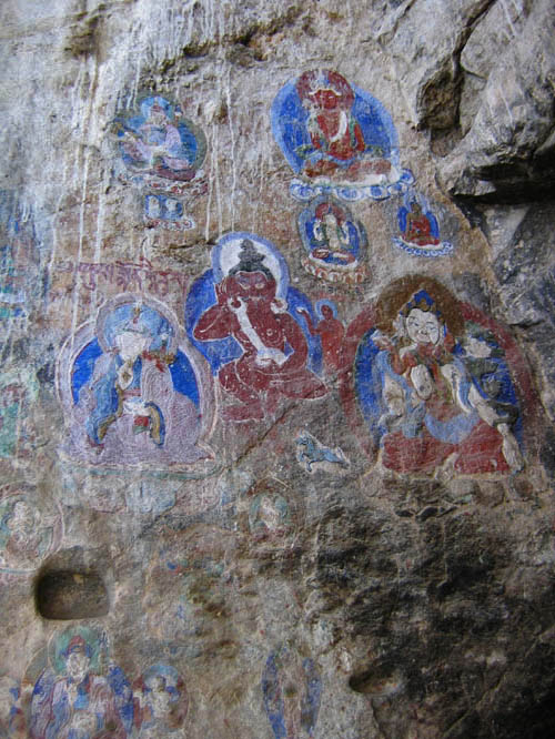 Paintings on stone just outside the cave.