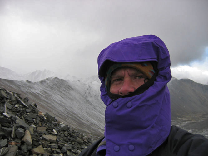 Ray trying to stay warm at 17,000 ft in a snow storm.