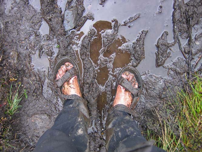 A typical part of the mud curcuit around Tsari. The mud, rain and cold tempertures and high mountain passes made this a really difficult walk.