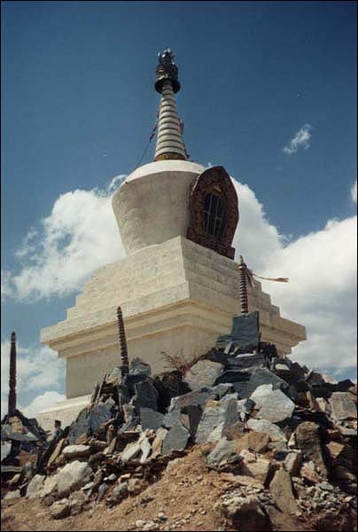A stupa and mani stones in Eastern Tibet.