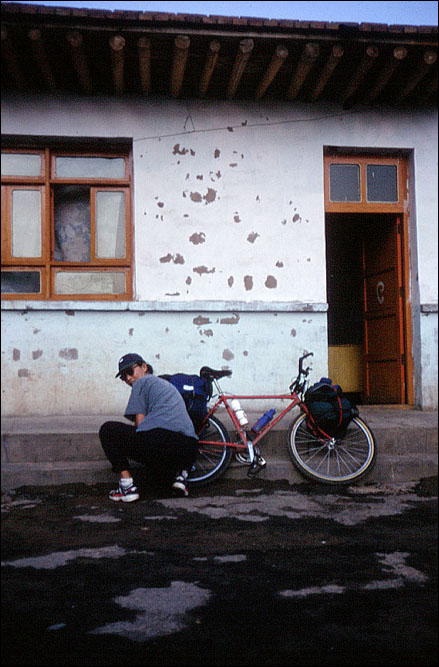  Liyang unpacks after one of our first riding days. Gansu, China. 
