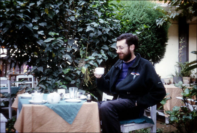 John enjoying the comforts of easy living in Kathmandu, Nepal.