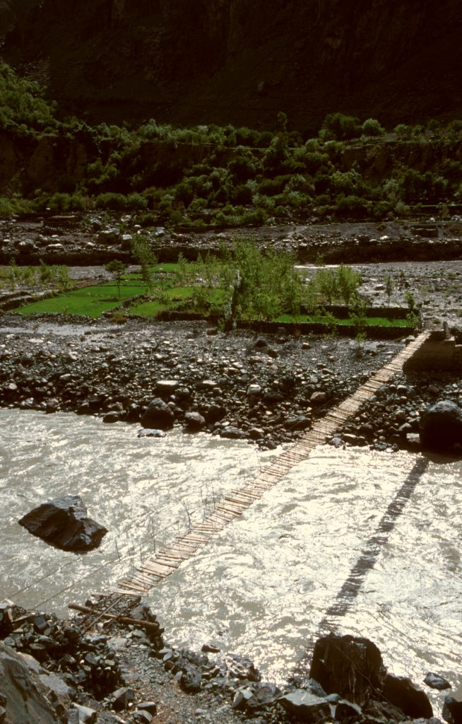 A well maintained suspension bridge.