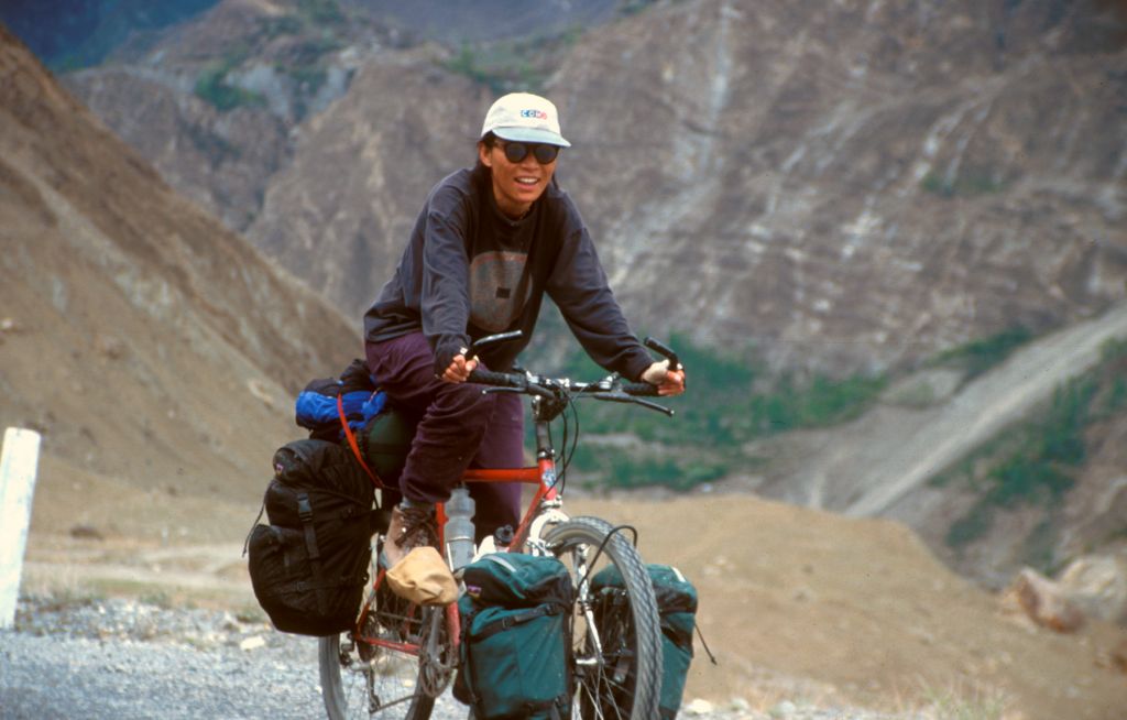 Liyang thinking, "Ah, no problem, Tibet here we come!" Notice how clean all of our gear and clothing was at this point in the trip.