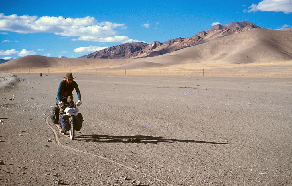 Sometimes it was easier to ride off the road rather than on it. North of Rutog, Tibet.